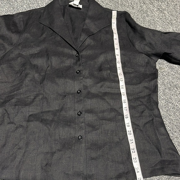 Nwt Talbots  100% Irish linen black button down blouse size 14. - Picture 9 of 10